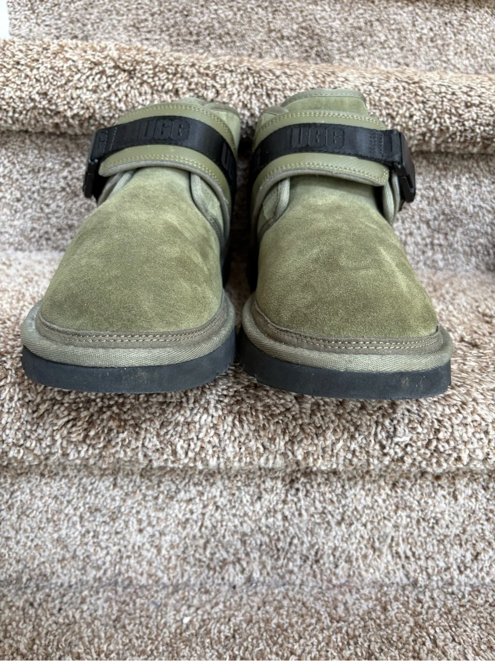 UGG Men’s Olive Neumel Snapback Suede Strap Ankle Boot with Shearling Lining